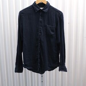 Uniqlo Linen Shirt Men's Small Blue Long Sleeve Button Up